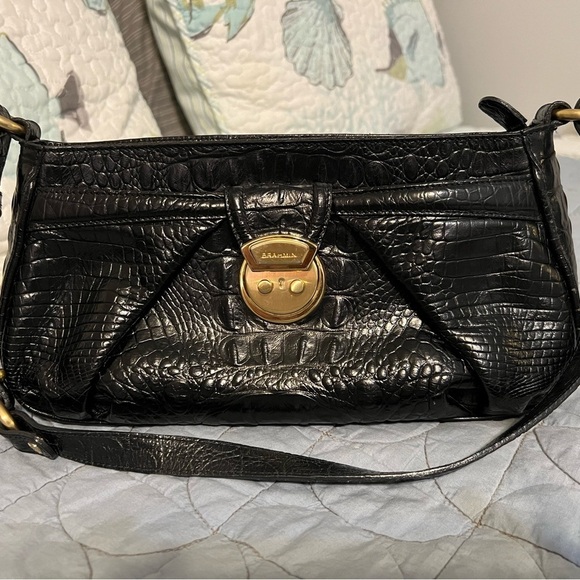 Brahmin Handbags - Brahmin Classic Croc embossed Black shoulder bag